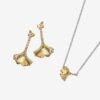 Gingko Leaf Two-tone Pendant Necklace and Drop Earrings Set